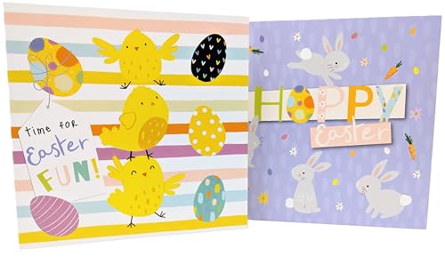 8 Happy Easter Cards with Envelopes - New Bunny Chick Cards